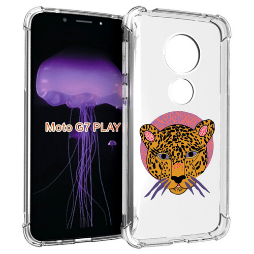 Чехол MyPads тигр-в-кругу для Motorola Moto G7 Play задняя-панель-накладка-бампер