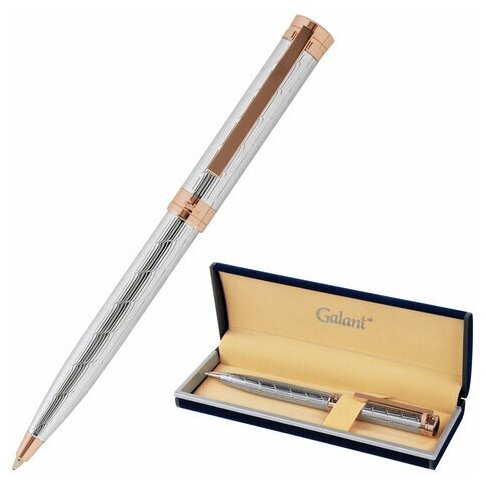 Ручка подарочная шариковая GALANT "ESQUISSE", корпус серебристый, детали розовое золото, узел 0,7 мм, синяя