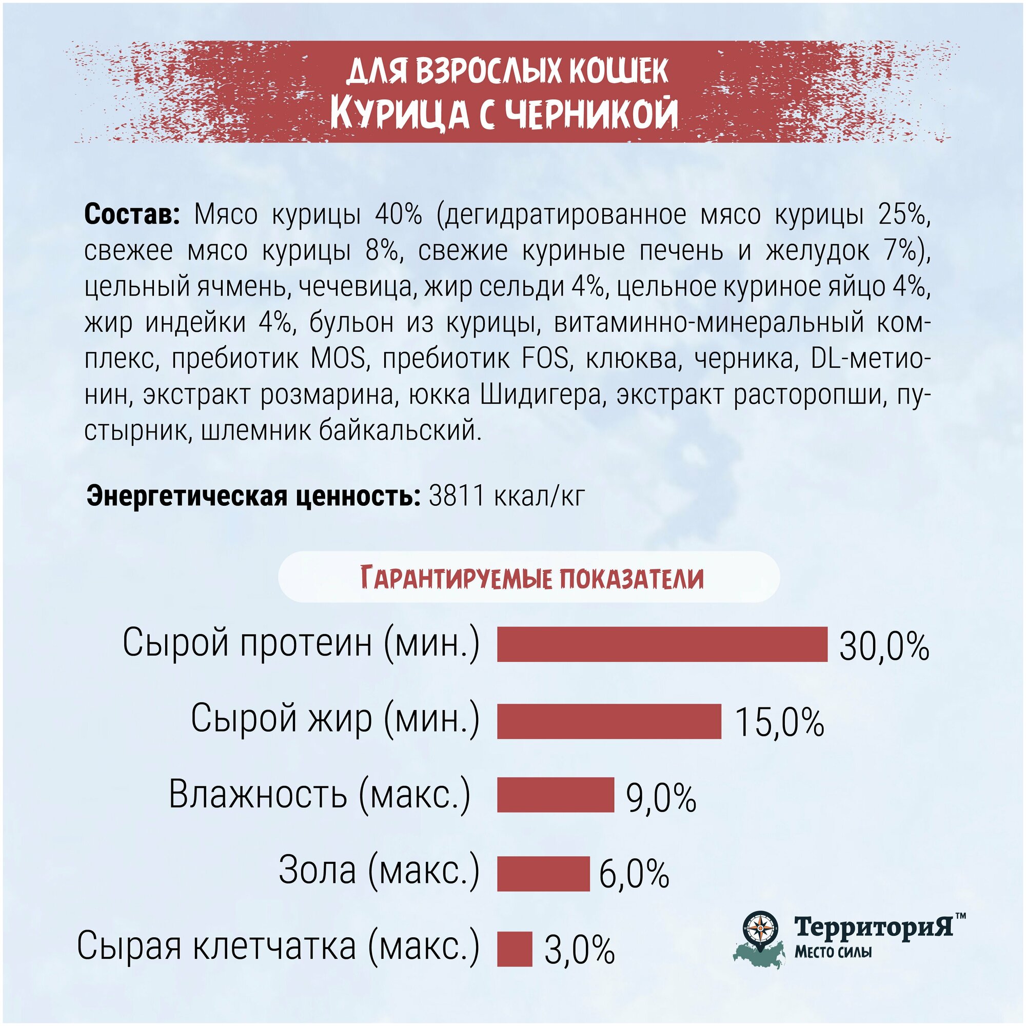 ТерриториЯ "Крым" с курицей и черникой сухой корм для взрослых кошек 350гр - фотография № 5