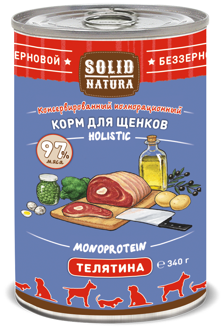 Влажный корм Solid Natura Holistic для щенков, 340 г - фото №1