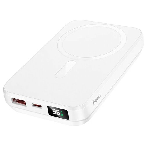Аккумулятор внешний HOCO J88 10000mAh магнитный беспроводная зарядка Type-C вход 30A кабель 8 pin цвет белый 265100₽