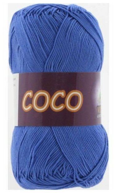 Пряжа Vita Coco (Коко) 3879 темно-голубой 100% мерсеризованный хлопок 50г 240м 1 шт