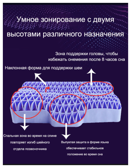 Подушка ортопедическая для шеи Weaddu TPE, 52*35*(8-9) см