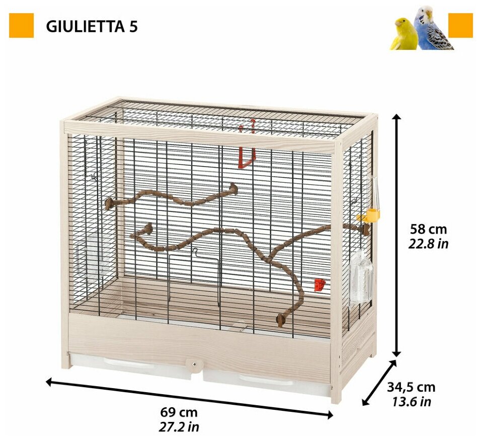 Ferplast клетка для мелких и средних птиц Guilietta 5 69*34,5*58 см - фотография № 4