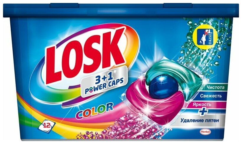 Капсулы для стирки Losk Power Caps Color, 12 шт