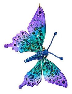 Kurts Adler Елочная игрушка Бабочка Морфо 15 см фиолетовая с изумрудным, подвеска T2054