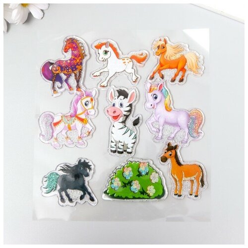 Наклейка силикон с блёстками на стекло 