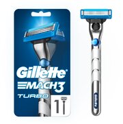 Многоразовый бритвенный станок Gillette Mach3 Turbo технология 3D Motion, серебристый, 1 шт.