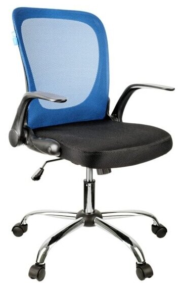 Кресло офисное Helmi HL-M04 "Active", ткань, спинка сетка синяя/сиденье TW черн, рег. подлокот, хром