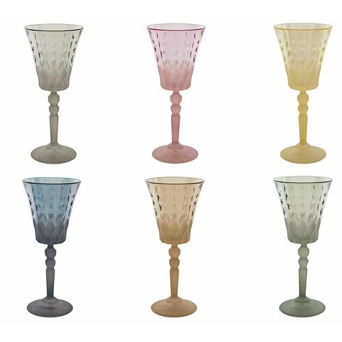 Набор бокалов для вина Cre Art MISTRAL 6шт, хрустальное стекло, H 21