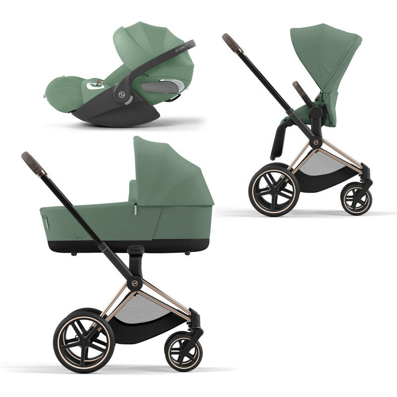 Cybex Priam IV Коляска 3 в 1, шасси IV Rose Gold/Leaf Green