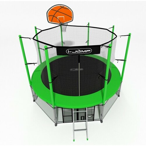 Батут с баскетбольным щитом i-Jump Basket 14ft green