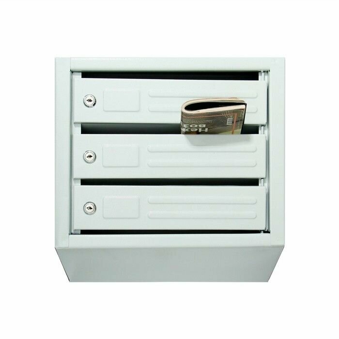 Ящик почтовый многосекционный, 3 секций, с задней стенкой, серый - фотография № 1