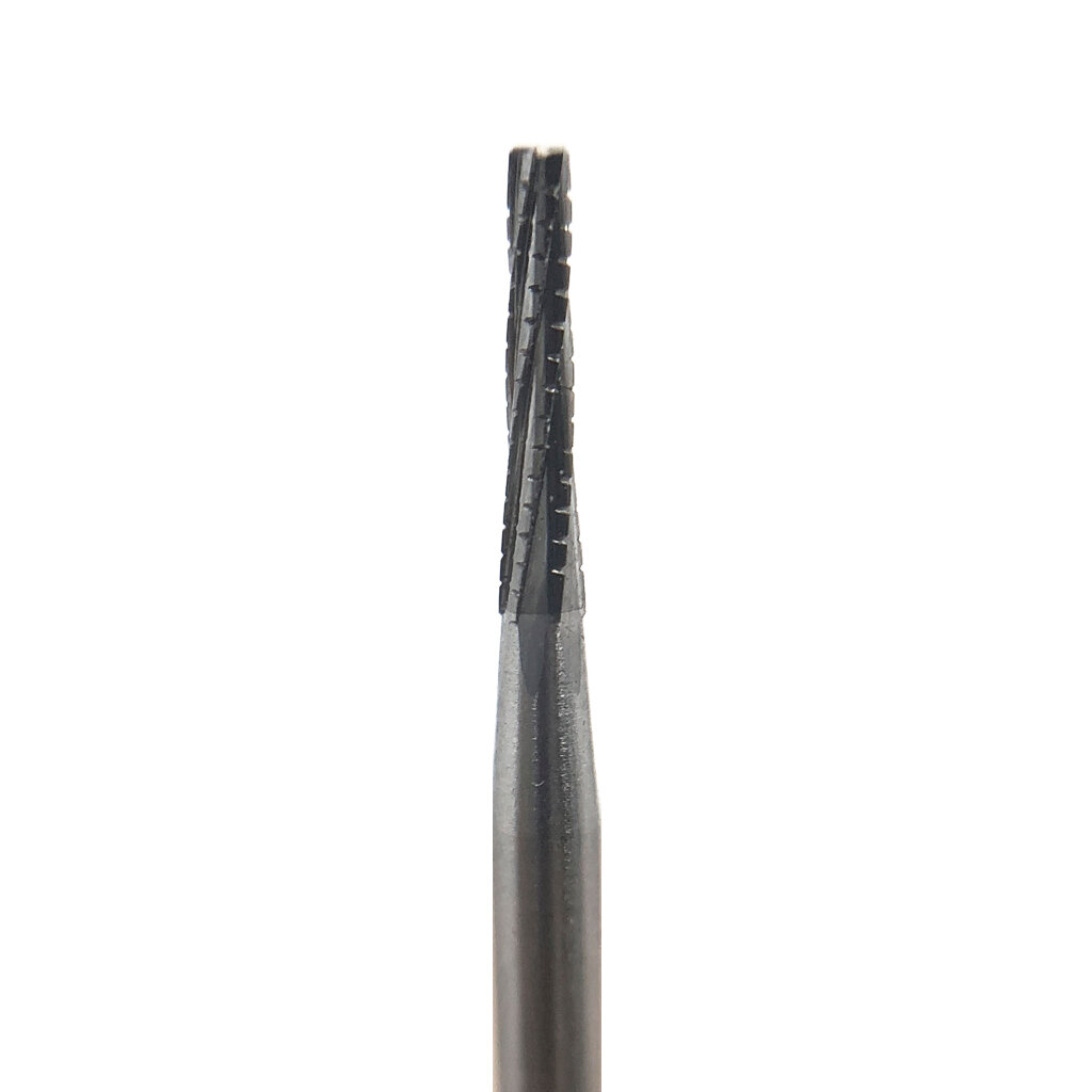 Бор твердосплавный CB 33 L, конус с плоским концом, удлиненный, с зубцами, под прямой наконечник, D 2.1 мм, L 7.5 мм, синий