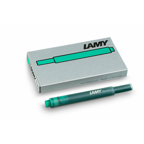 чернила в банке lamy 30 мл t53 420 перидот Картриджи LAMY T10 для перьевой ручки, 5 шт./уп, зеленый