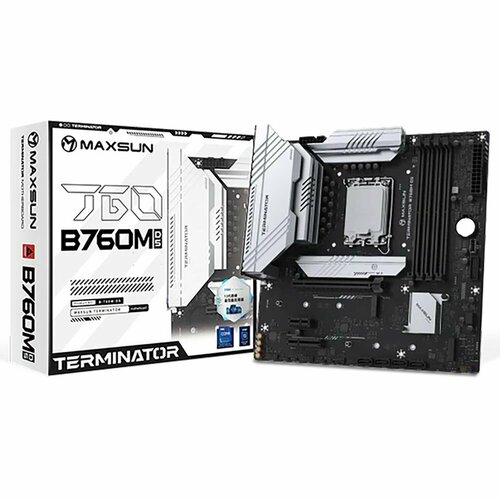 Материнская плата Maxsun MS-Terminator B760M D5 B760 LGA1700 4xDDR5 1xPCIEx16 1xPCIEx4 3xM2 1xTypeC10Gpbs 2xUSB32 Gen1 2xUSB20 2xUSB32 Gen1 6xUSB20 4xSATA3 25G HDMIDP M-ATX RTL 16759₽
