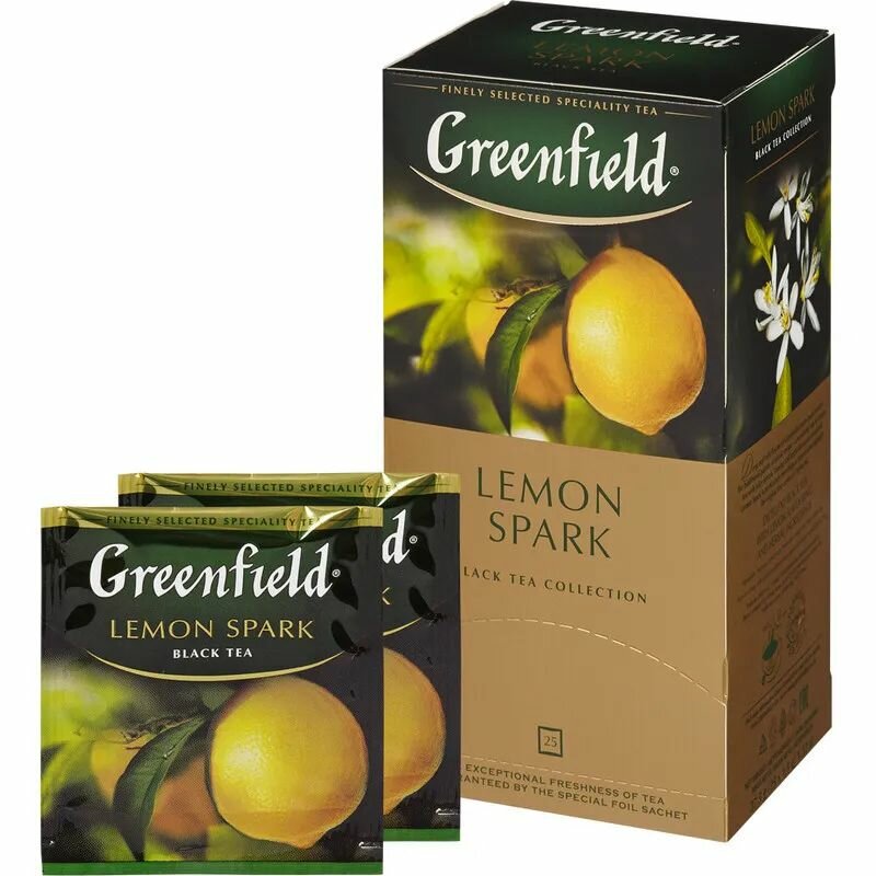 Чай в пакетиках чёрный Greenfield Lemon Spark (Лемон Спарк), 25 пак