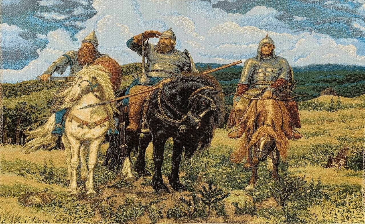 Гобелен, гобелен без рамы 75х48 см / "Три богатыря" В. М. Васнецов