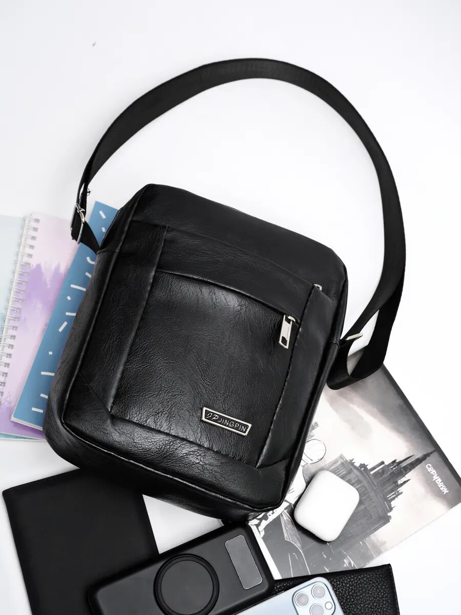 Сумка барсетка , фактура гладкая, черный — фото 1