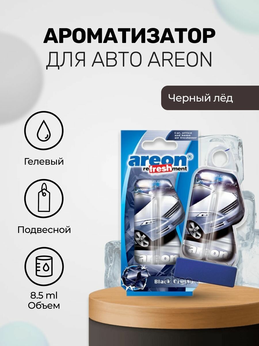 Ароматизатор AREON "Чёрный лёд", автомобильный, гелевый, подвесной