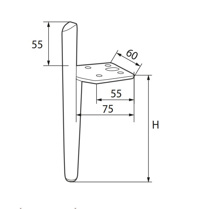 Ножка мебельная 1973, 130 мм, нагрузка до 100кг, чёрная, матовая, металл — фото 1