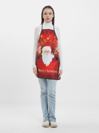 Фартук для кухни с новогодним принтом. Украшает новогодний вечер.75 см