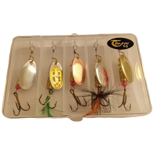 Набор блесен вращающихся JIN TAI 5 шт вес 5 гр в кейсе 400₽