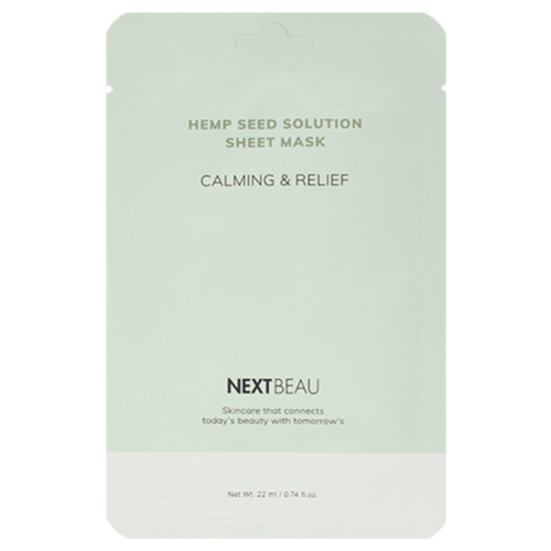 NEXTBEAU Маска тканевая с маслом семян конопли успокаивающая - hempseed solution calming&relief,22мл