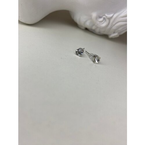 Серьги XUPING JEWELRY, стекло, фианит, размер/диаметр 6 мм, серебряный серьги xuping jewelry стекло фианит размер диаметр 3 мм серебряный