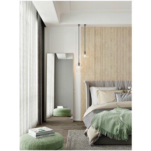 Зеркало интерьерное, Большое зеркало в полный рост, Зеркало настенное 190х90 см, цвет рамы - беленый дуб, TODA ALMA