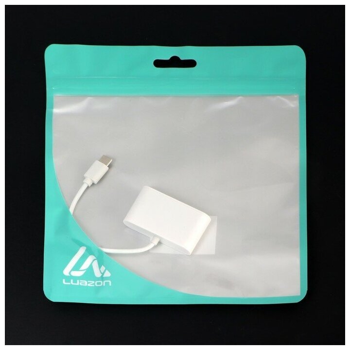 Картридер-OTG LuazON LNCR-099, адаптер Type-C, разъемы USB, microSD, SD, белый