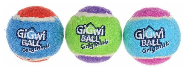 GiGwi игрушка для собак средних и крупных пород, три мяча с пищалкой (8 см) - фото №2