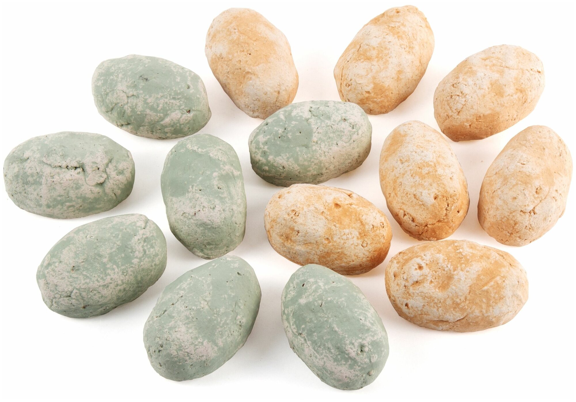 Набор из 14 смешанных песочных и зеленых камней для биокаминов