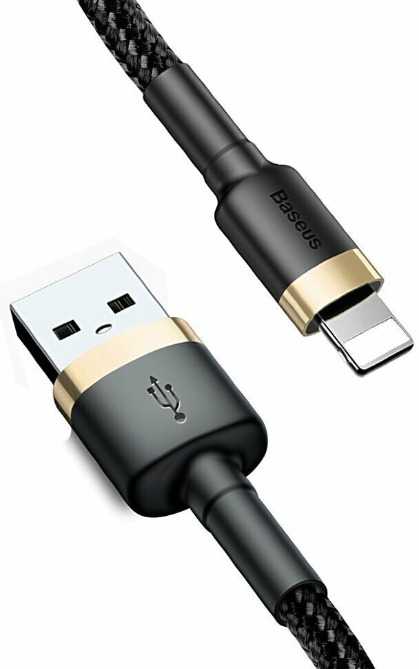 Кабель USB BASEUS Cafule, USB - Lightning, 2.4А, 1 м, золотойчерный