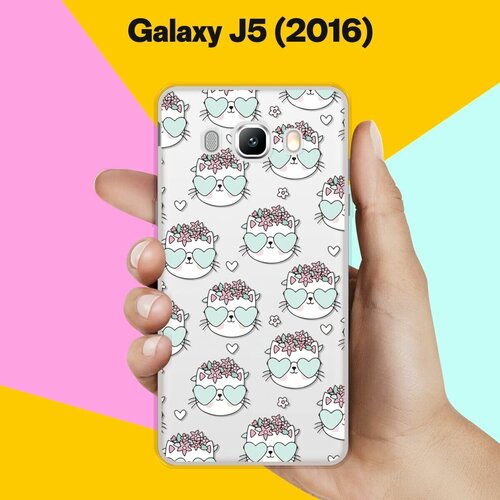Силиконовый чехол на Samsung Galaxy J5 (2016) Коты в очках / для Самсунг Галакси Джи 5 2016 силиконовый чехол на samsung galaxy j5 2016 одежда для такс для самсунг галакси джи 5 2016