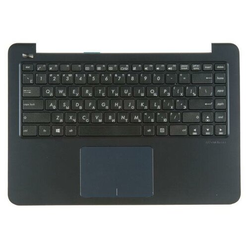 Клавиатура ZeepDeep для ноутбука Asus E402MA-2B с топкейсом, темно-синяя панель, черные кнопки, с тачпадом