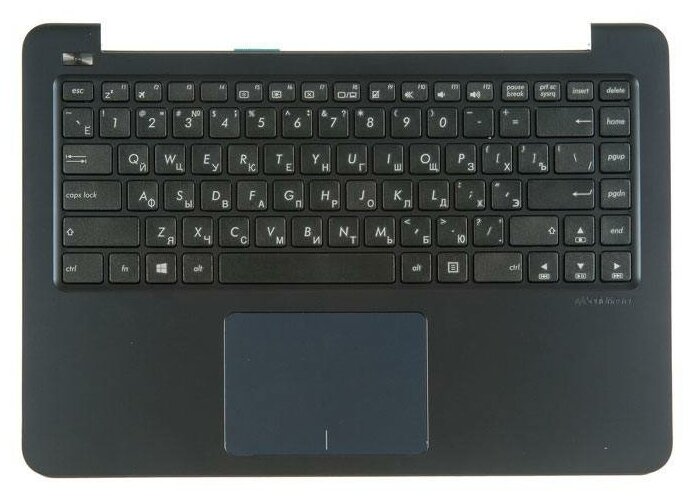 Клавиатура ZeepDeep для ноутбука Asus E402MA-2B с топкейсом, темно-синяя панель, черные кнопки, с тачпадом