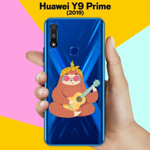 Силиконовый чехол Лама с гитарой на Huawei Y9 Prime (2019) силиконовый чехол лама с гитарой на huawei p smart z