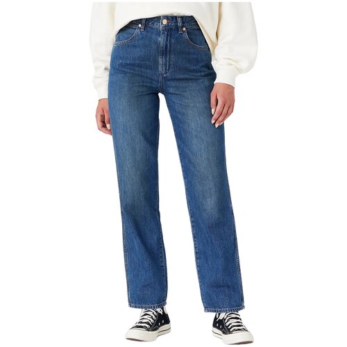Джинсы мом Wrangler, размер 31/32, синий джинсы мом baon размер 31 синий