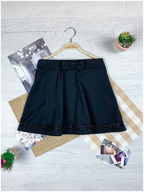 Школьная юбка радуга дети, размер 32/128, черный
