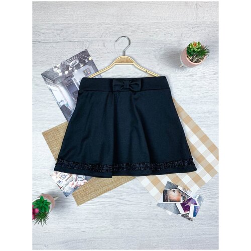 фото Школьная юбка радуга дети, размер 38/152, черный