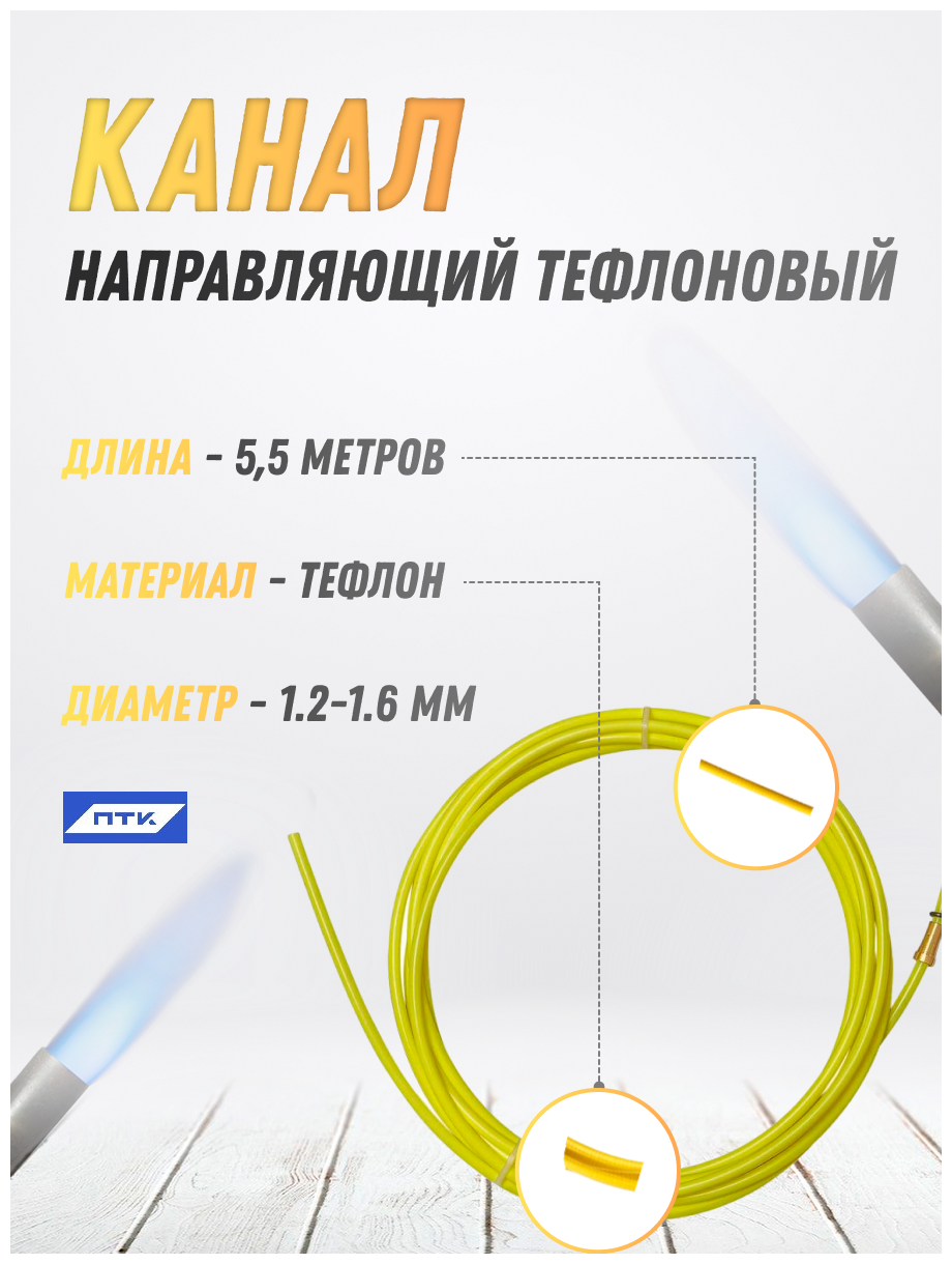 Канал направляющий ТЕФЛОН 5,5м Желтый (1,2-1,6мм) OMS2030-05 Птк - фото №2