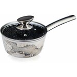 Ковш кухонный Winner / Виннер WR-6016 Antique grey с антипригарным покрытием с крышкой алюминий 1.28л / ковшик для всех видов плит / посуда для кухни - изображение