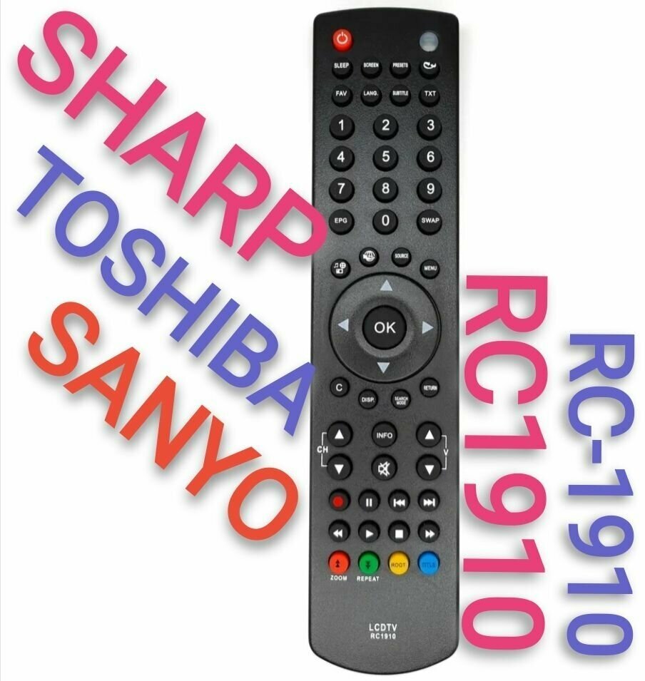 Пульт RC-1910 для SHARP и TOSHIBA /SANYO телевизора/rc1910