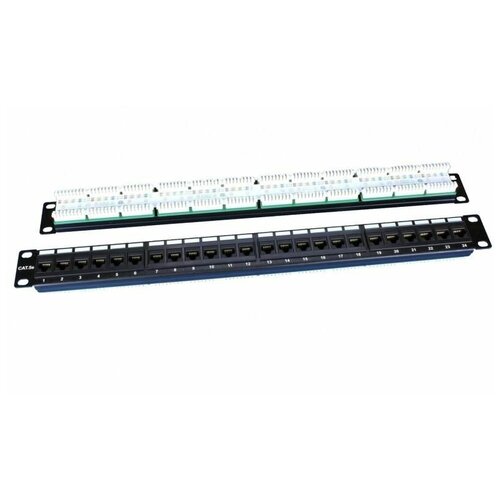 Патч-панель 19дюйм 1U RJ45 кат.5e 24 порта PP3-19-24-8P8C-C5E-110D черн. Hyperline 246095 патч панель hyperline pp3 19 24 8p8c c6 110d