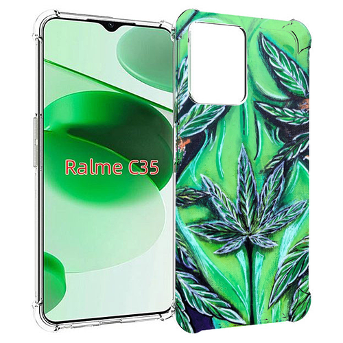 Чехол MyPads зеленая девушка для Realme C35 / Narzo 50A Prime задняя-панель-накладка-бампер
