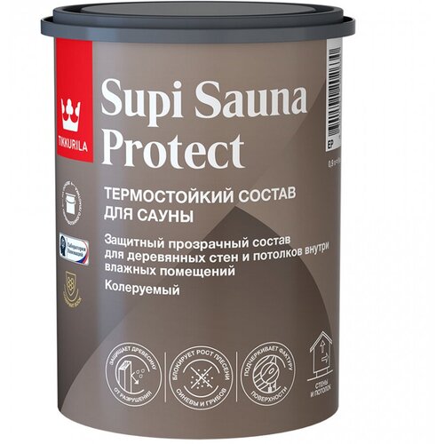 Tikkurila Supi Sauna Protect EP / Тиккурила Супи состав защитный для стен и потолков в бане и сауне 0,9л