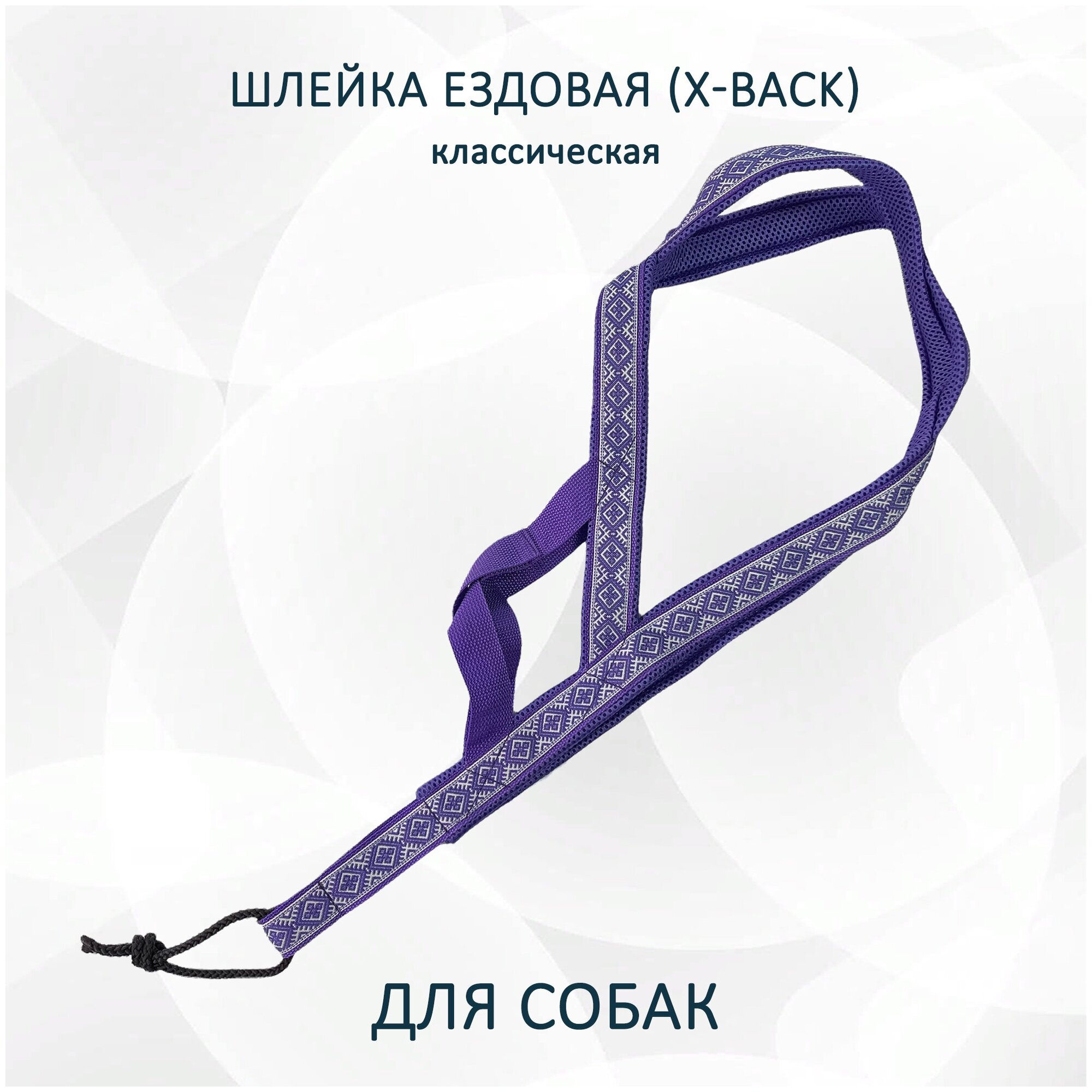 Шлейка ездовая totemica для собак X-Back, классическая "Фиолетовые узоры" XL