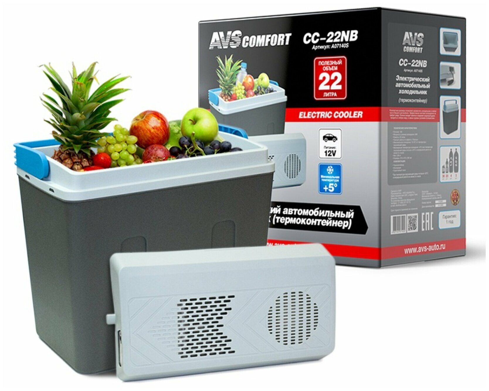Холодильник автомобильный AVS CC-22NB 12V 22 литра термоэлектрический (эффект Пельтье) A07140S