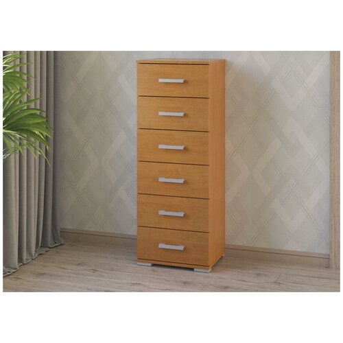 Высокий узкий комод 6 ящиков 45х37.4х120.8 см. МагМебель 86 груша